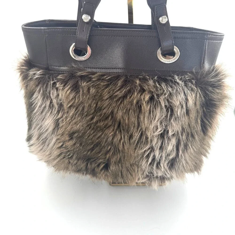 Chanel Paris Biarritz Calfskin Fantasy Faux Fur Shopper Tote Series 14 Authentic